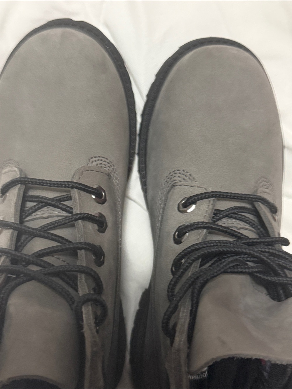 Boy’s gray Timberland Lace-Up Boots with Black Lug Sole - Picture 2 of 8